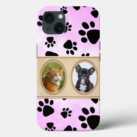 Schattigee Roze achtergrond met pootjes, aangepast Case-Mate iPhone Case (Achterkant)