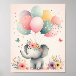 Schattigee roze achtergrond olifant poster