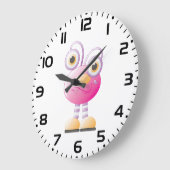 Schattigee roze alien met grote ogen grote klok (Hoek)