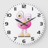 Schattigee roze alien met grote ogen klok (Voorkant)