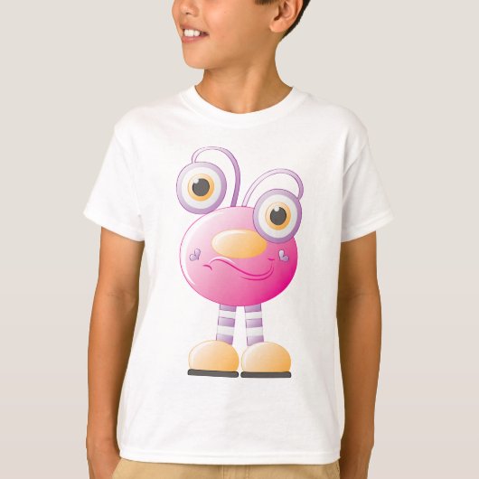 Schattigee roze alien met grote ogen t-shirt (Voorkant)