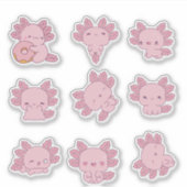 Schattigee Roze Axolotl Sticker Blad (Voorkant)