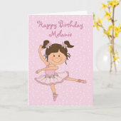 Schattigee Roze Ballerina 1 Verjaardag Kaart (Gele Bloem)