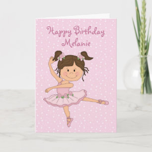 Schattigee Roze Ballerina 1 Verjaardag Kaart