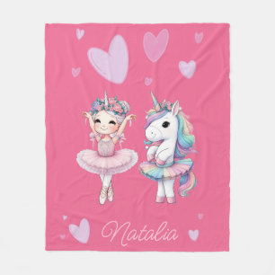 Schattigee Roze Ballerina Eenhoorn Fleece Deken