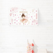Schattigee roze ballerina en ballonnen verjaardag spandoek (Insitu)