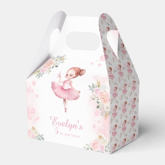 Schattigee roze ballerina verjaardagdank u gunst d bedankdoosjes (Voorkant Zijde)