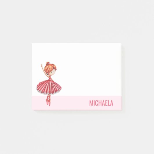 Schattigee Roze Ballet Dancer met Tutu Post-it Not Post-it® Notes (Voorkant)