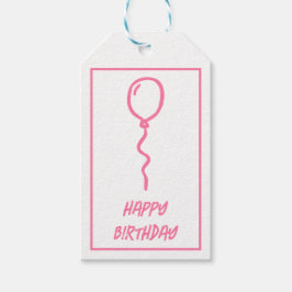 Schattigee Roze Ballon Verjaardag Cadeau Labels Cadeaulabel