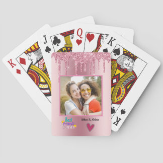Schattigee Roze Beste Vriend  Foto Pokerkaarten