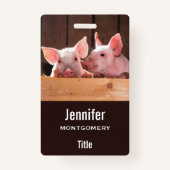 Schattigee roze biggen dierenfoto badge (Voorkant)