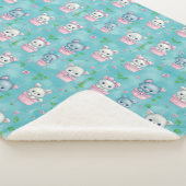 Schattigee Roze Blauwe Kittens in Bloempotten Sherpa Deken (3/4)