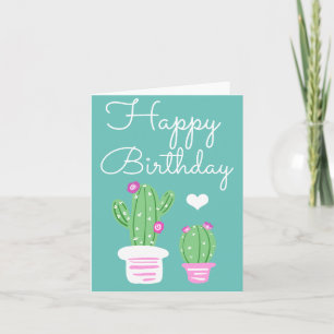 Schattigee roze bloeiende cactus verjaardag kaart