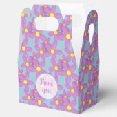 Schattigee roze bloemen bloemenkant dank u blauw bedankdoosjes (Geopend)