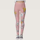 Schattigee roze bloemen en vlinder leggings (Voorkant)