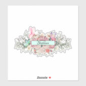 Schattigee Roze Bloemen Vlinder Gepersonaliseerd Sticker (Vel)