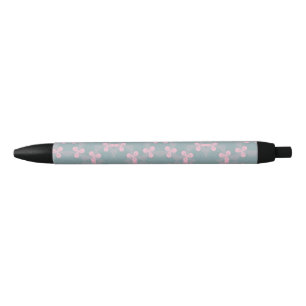 Schattigee roze bloempen voor het schrijven Een Zwarte Inkt Pen