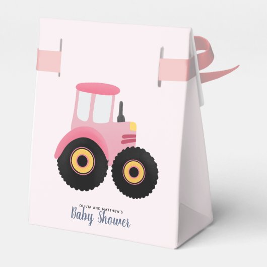 Schattigee Roze Boerderij Tractor Meisjes Rustiek Bedankdoosjes (Achterkant)