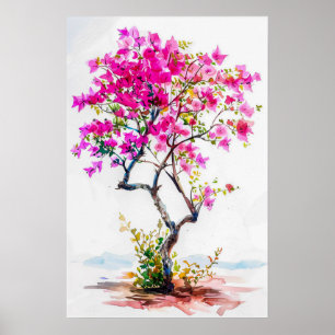Schattigee Roze Bougainvillea Tree Poster