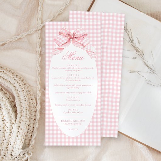 Schattigee Roze Bow Coquette Baby Meisje Douche Me Menu