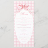 Schattigee Roze Bow Coquette Baby Meisje Douche Me Menu (Voorkant)