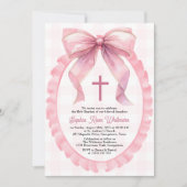 Schattigee Roze Bow Coquette doop Kaart (Voorkant)