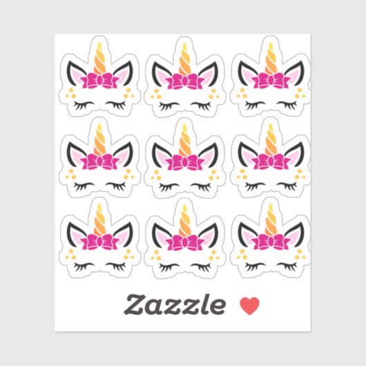 Schattigee Roze Bow Eenhoorn Stickers (Vel)