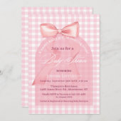 Schattigee Roze Bow Gingham Arch Script Meisje Bab Kaart (Voorkant / Achterkant)