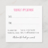 Schattigee Roze Bow Grijs en Witte Braider Hair St Afsprakenkaartje (Achterkant)