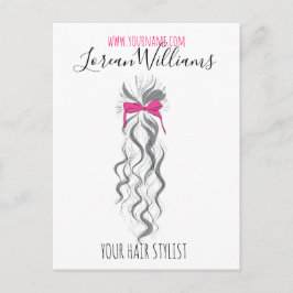 Schattigee Roze Bow Grijs en Witte Braider Hair St Briefkaart