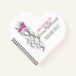 Schattigee Roze Bow Grijs en Witte Braider Hair St Notitieboek