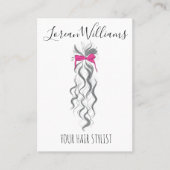 Schattigee Roze Bow Grijs en Witte Braider Hair St Visitekaartje (Voorkant)