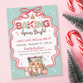 Schattigee Roze Bow Kerstkoekjes Baking Party BLAU Kaart