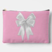 Schattigee Roze Bow Pattern Pouch met Wit Lint Etui (Voorkant)