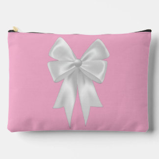 Schattigee Roze Bow Pattern Pouch met Wit Lint Etui