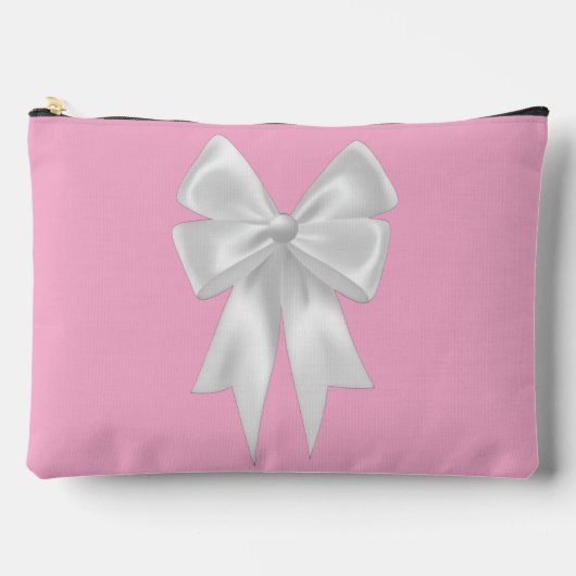 Schattigee Roze Bow Pattern Pouch met Wit Lint Etui (Voorkant)