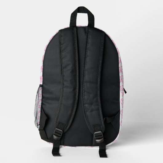 Schattigee Roze Bow Pattern Rugzak met Wit Lint (Achterkant)
