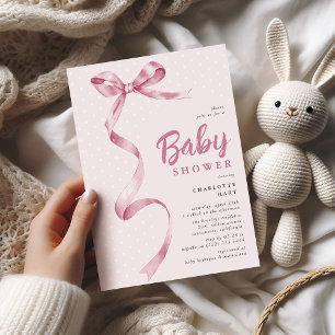 Schattigee Roze Bow Ribbon Girl Baby shower Kaart