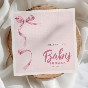 Schattigee Roze Bow Ribbon Girl Baby shower Servet