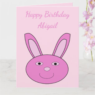 Schattigee Roze Bunny Gezicht Lente Custom Verjaar Kaart