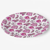 Schattigee roze cool meisje dingen papieren bordje (Gekanteld)