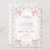 Schattigee Roze Coquette Bow 1e verjaardag Kaart (Voorkant)