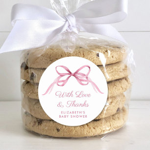 Schattigee Roze Coquette Bow Baby Meisje Douche Da Ronde Sticker