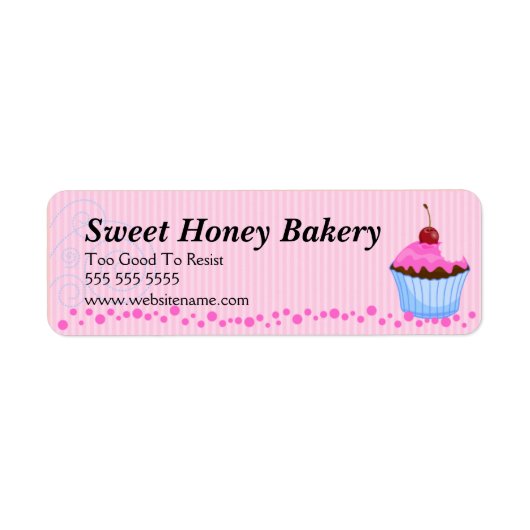 Schattigee roze cupcake bakkerij labels (Voorkant)