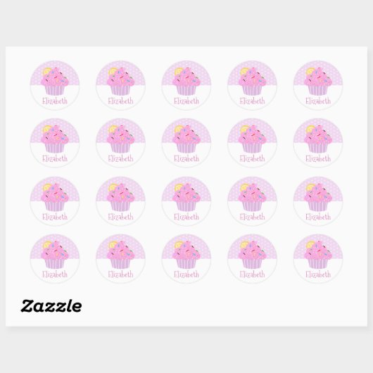 Schattigee roze cupcake harten lieve meisjesachtig ronde sticker (Vel)