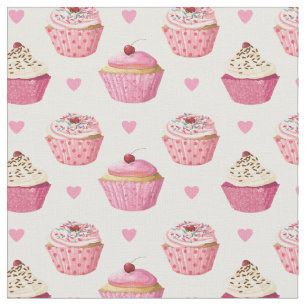 Schattigee Roze Cupcakes Print stof