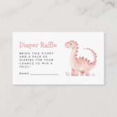 Schattigee Roze Dinosaurus Meisje Baby shower Luie Informatiekaartje (Voorkant)