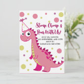 Schattigee roze dinosaurus meisje T-Rex Kaart (Staand voorkant)