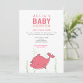 Schattigee Roze Dolfijn Baby shower Uitnodigen Kaart (Staand voorkant)