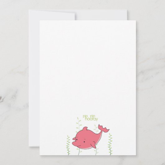 Schattigee Roze Dolfijn Baby shower Uitnodigen Kaart (Achterkant)